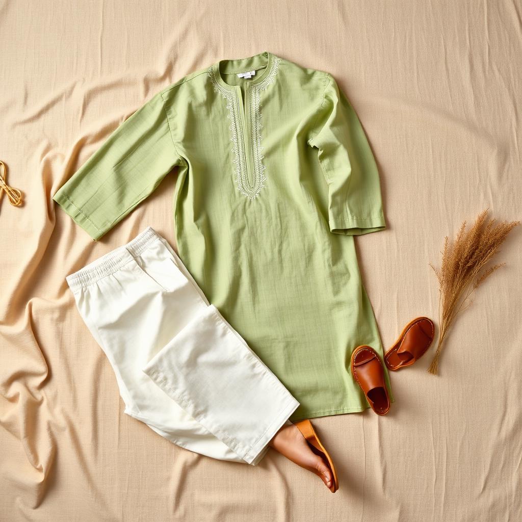 Mehendi Pastel Kurta Set